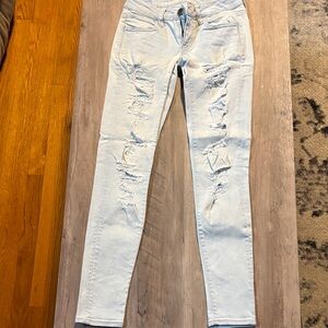 American Eagle Outfitters Light Blue Ripped Skinny Jeans